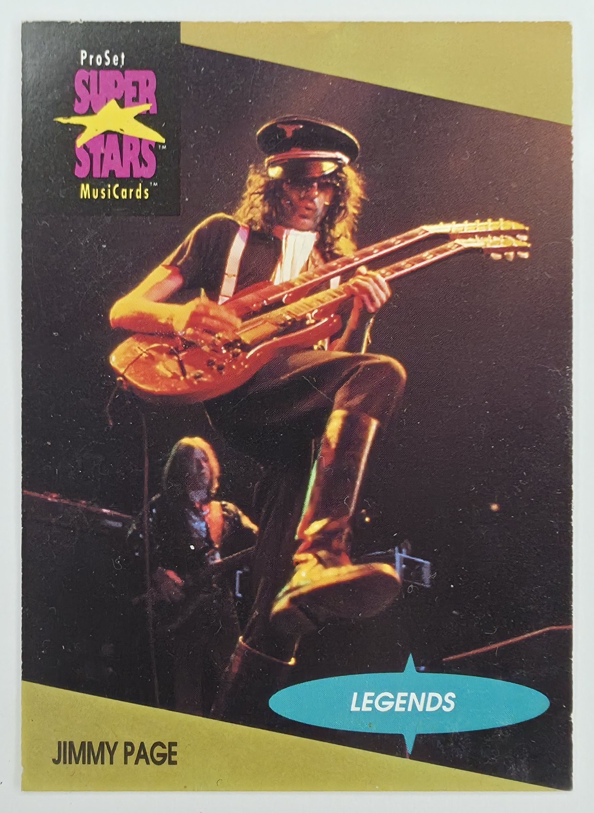 1991 Pro Set SuperStars MusiCards Jimmy Page #18a Legends Logo Upper Left front
