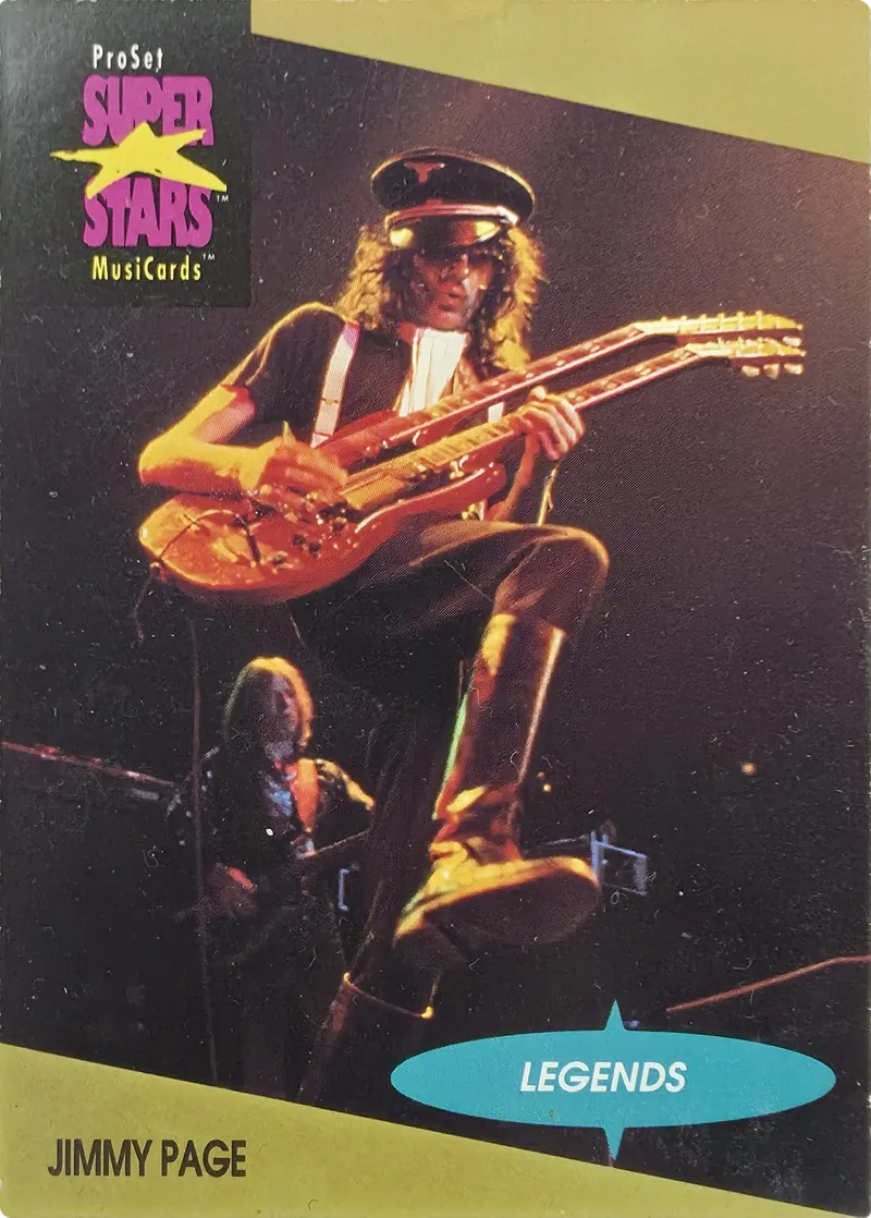 1991 Pro Set SuperStars MusiCards Jimmy Page #18a Legends Logo Upper Left front