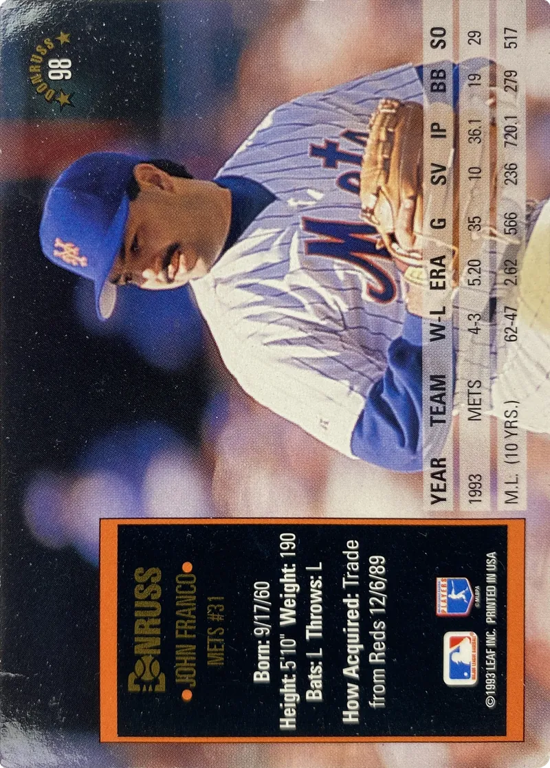 John Franco #98, back