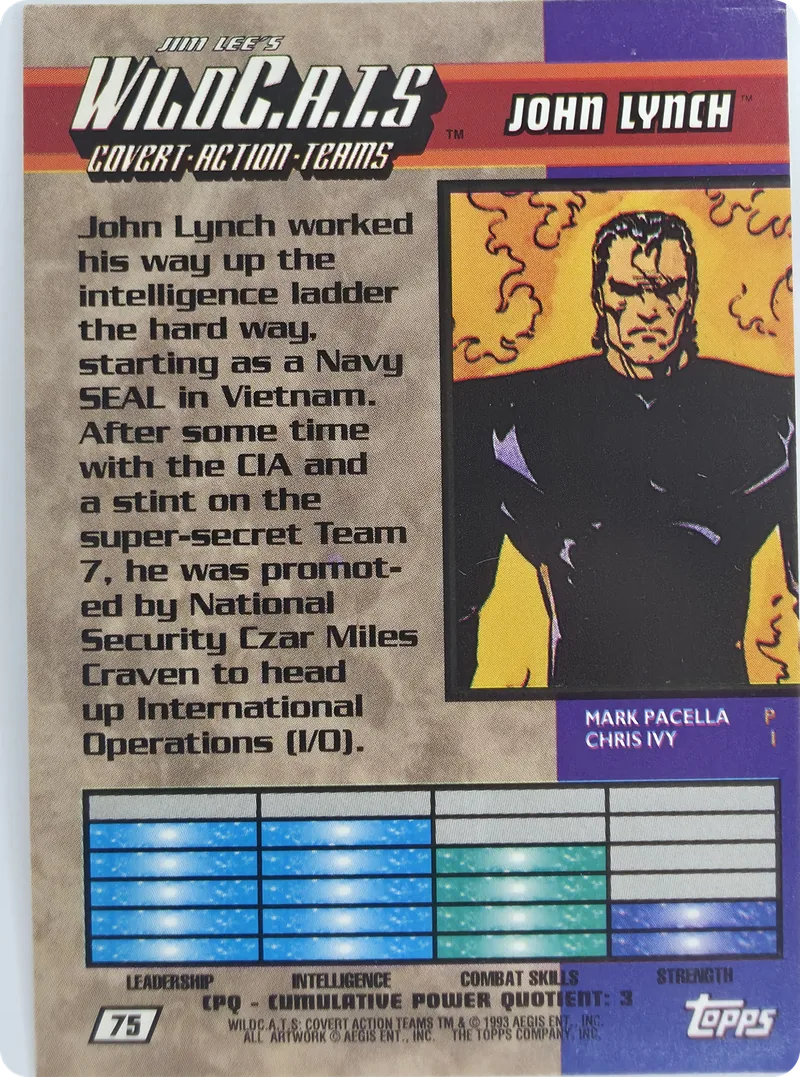 1993 Topps Jim Lee's WildC.A.T.S John Lynch #75, back