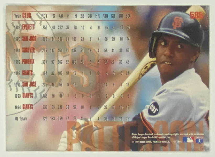 1995 Fleer John Patterson #585 San Francisco Giants back