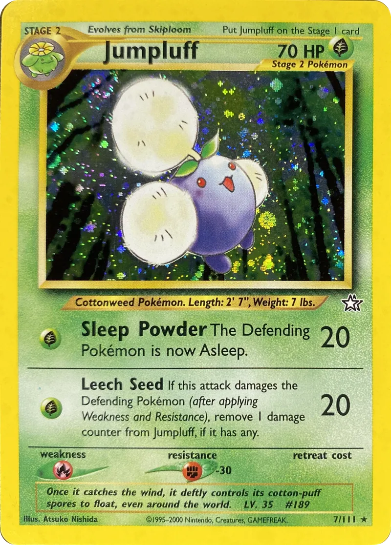 2000 Pokemon Neo Genesis Jumpluff #007/111 Holo Rare front