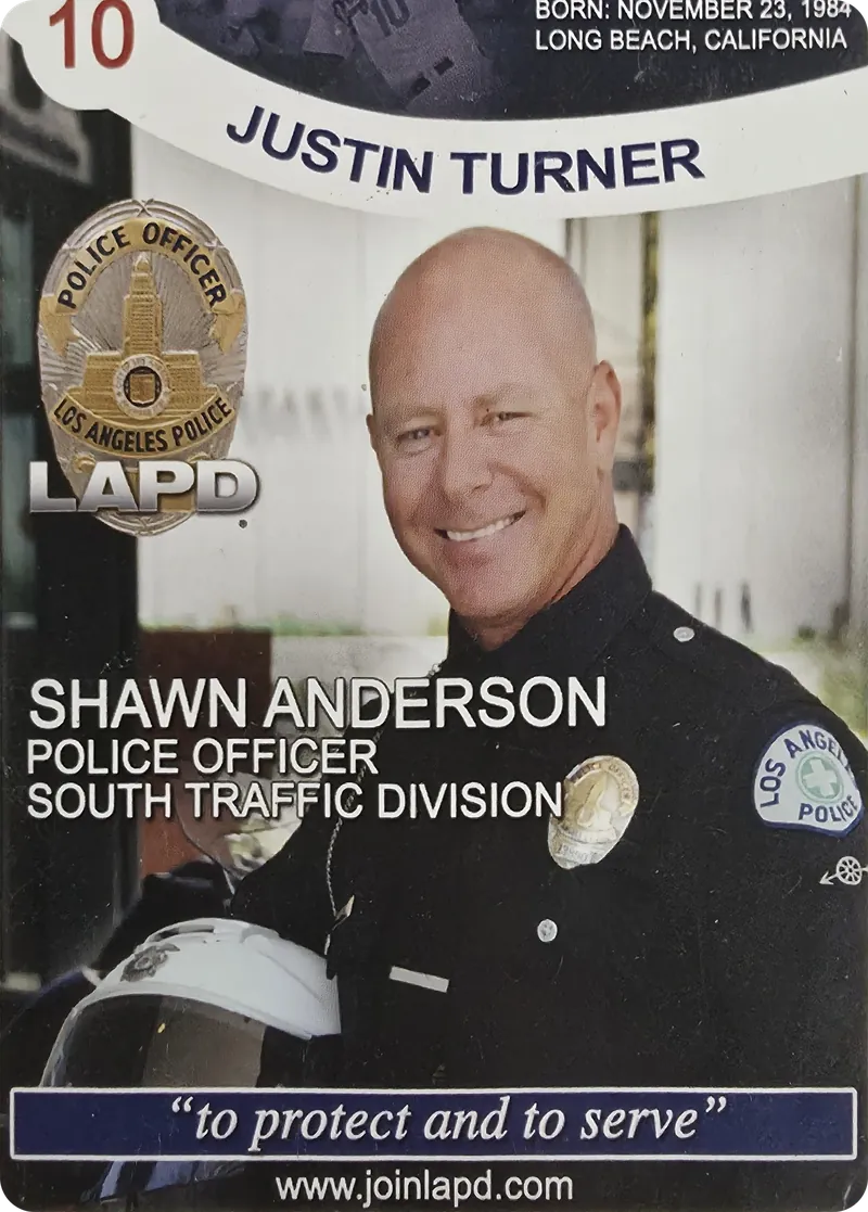 Topps LAPD Dodgers Justin Turner #10, back