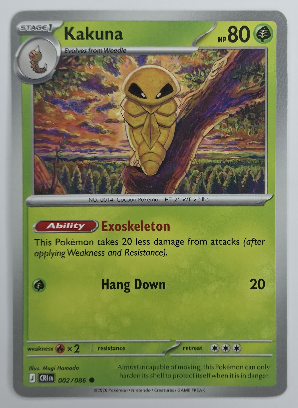 2026 Pokemon Chaos Rising Kakuna #002/086 Common front