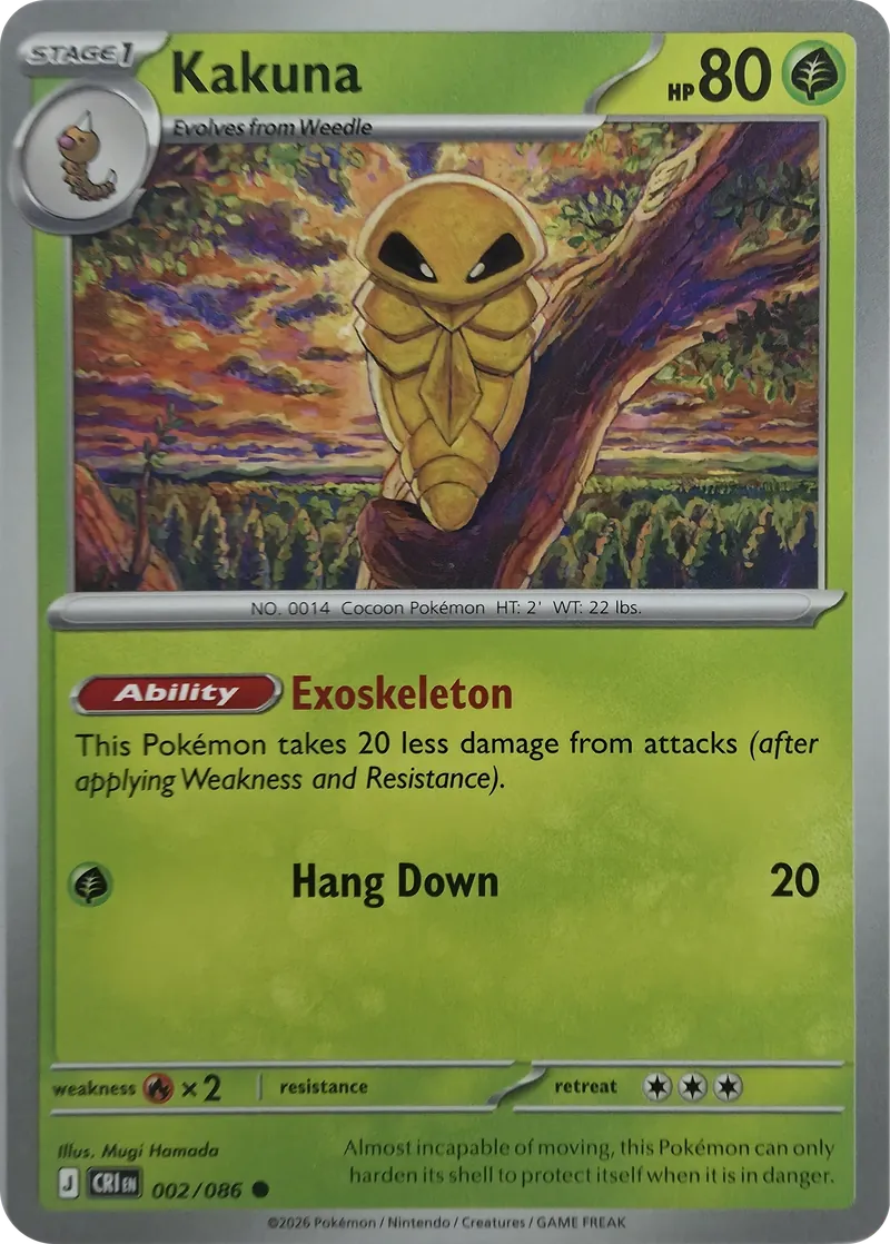 2026 Pokemon Chaos Rising Kakuna #002/086 Common front
