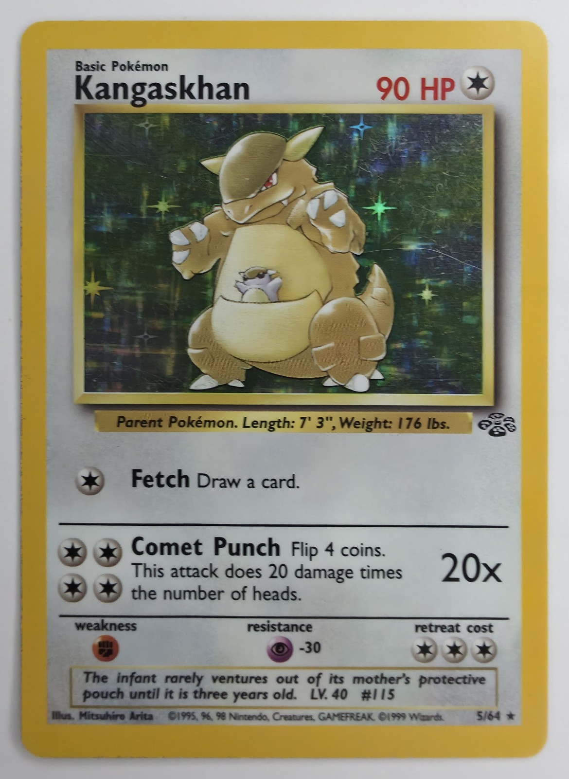 1999 Pokemon Jungle Kangaskhan #5/64 Unlimited Holo Rare front