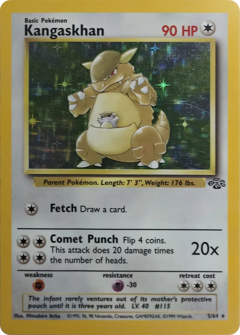 1999 Pokemon Jungle Kangaskhan #5/64 Unlimited Holo Rare front