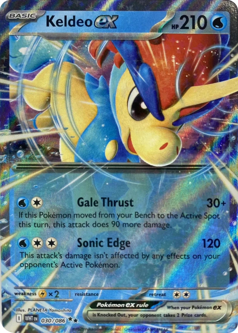 2025 Pokemon White Flare Keldeo ex #030/086 Double Rare front
