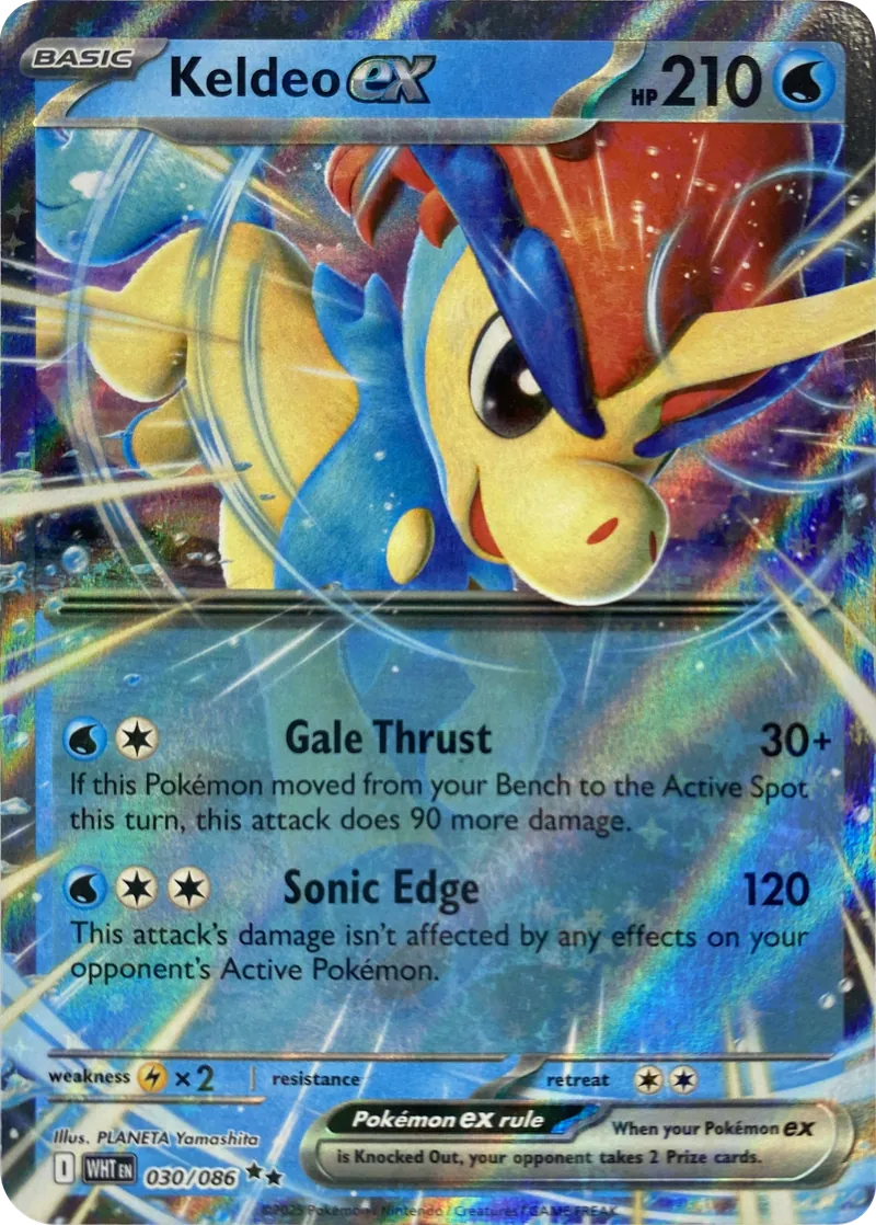 2025 Pokemon White Flare Keldeo ex #030/086 Double Rare front