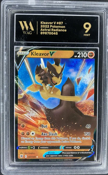 2022 Pokemon Astral Radiance Kleavor V #087/189 Ultra Rare, WAG 9 Mint slab, front