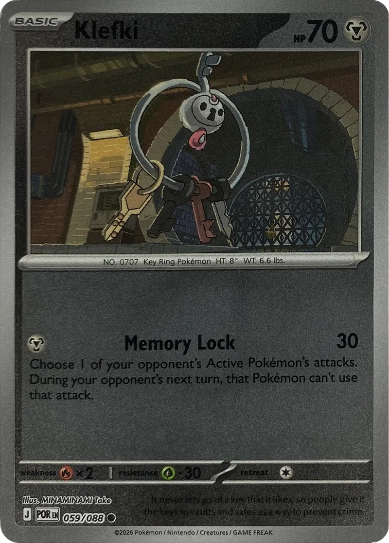 2026 Pokemon Perfect Order Klefki #059/088 Common front