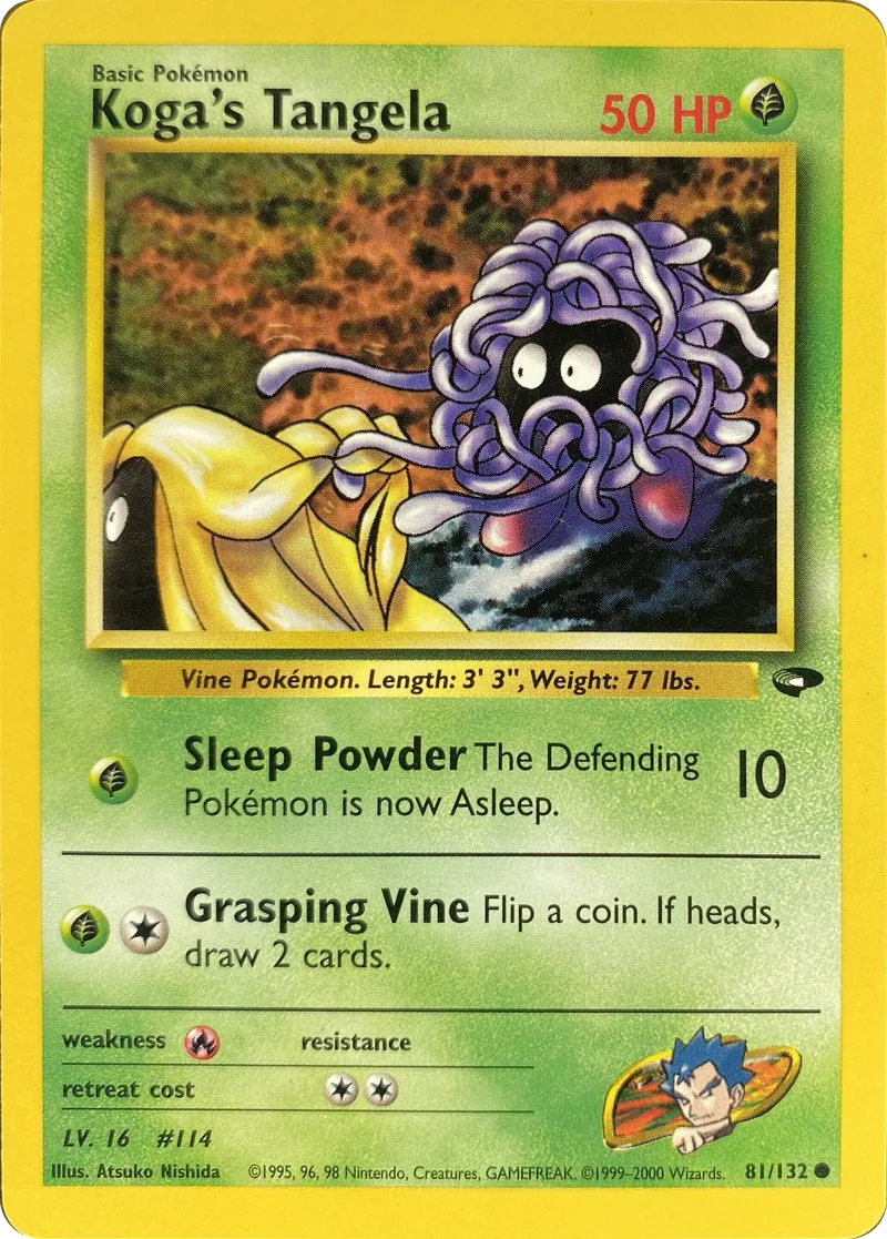 2000 Pokemon Gym Challenge Koga's Tangela #081/132 Common front
