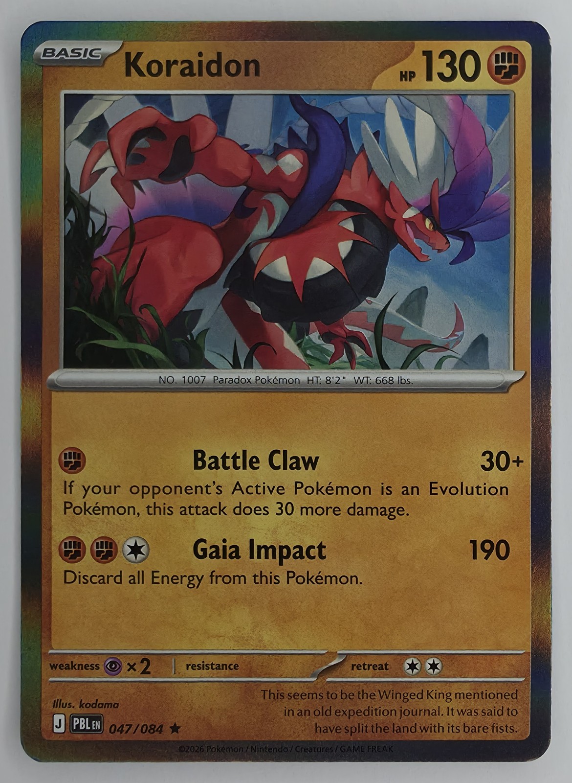 2026 Pokemon Pitch Black Koraidon #047/084 Holo Rare front