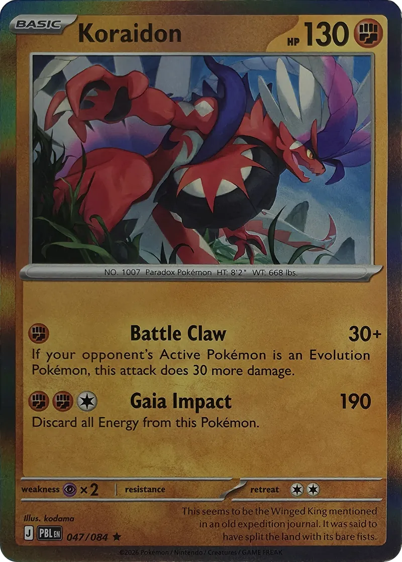 2026 Pokemon Pitch Black Koraidon #047/084 Holo Rare front