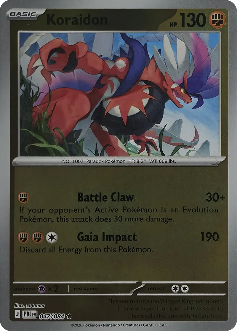 2026 Pokemon Pitch Black Koraidon #047/084 Reverse Holo Rare front