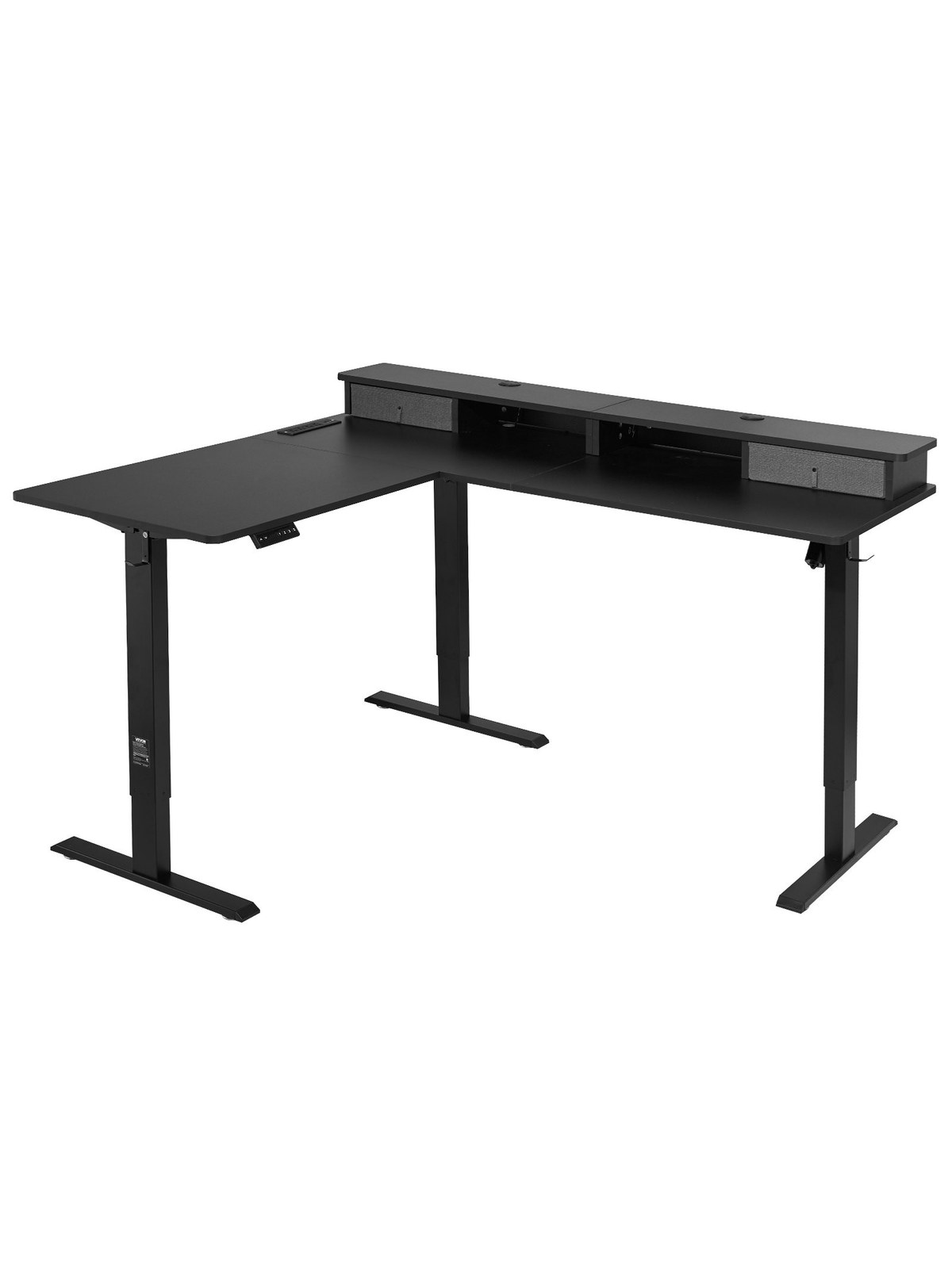 L-Shaped Electric Height-Adjustable Corner Gaming Desk with Light Stri, photo 1