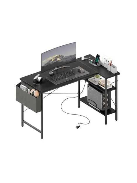 L-Shaped Gaming Desk with Power Socket, USB Hub and RGB Light Strip, photo 2
