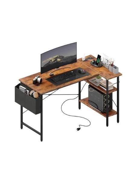 L-Shaped Gaming Desk with Power Socket, USB Hub and RGB Light Strip, photo 3
