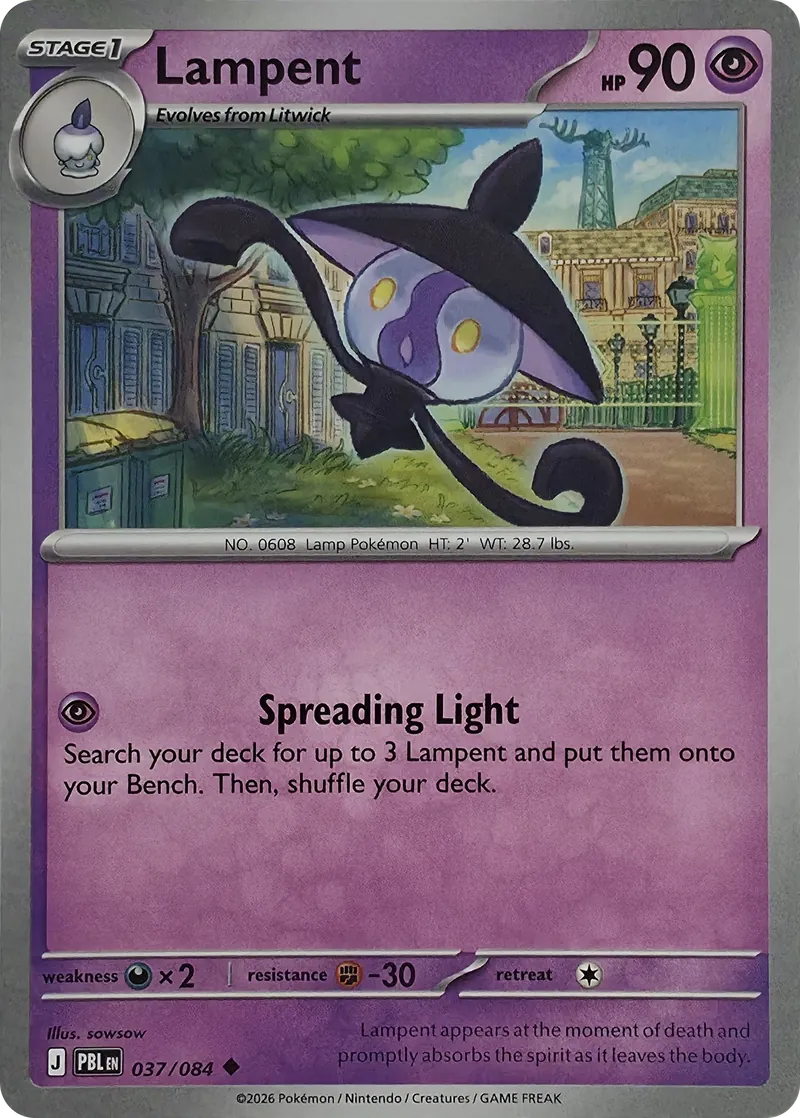 2026 Pokemon Pitch Black Lampent #037/084 Uncommon front