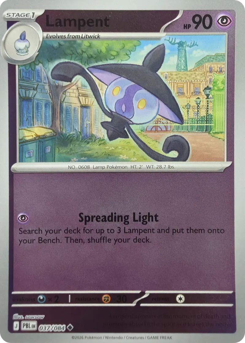 2026 Pokemon Pitch Black Lampent #037/084 Reverse Holo Uncommon front