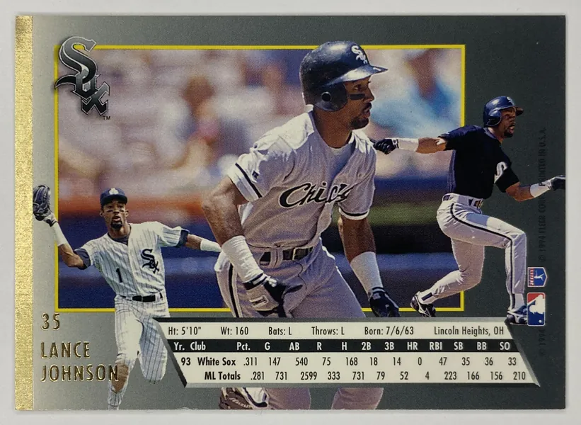 1994 Fleer Ultra Lance Johnson #35 Chicago White Sox back