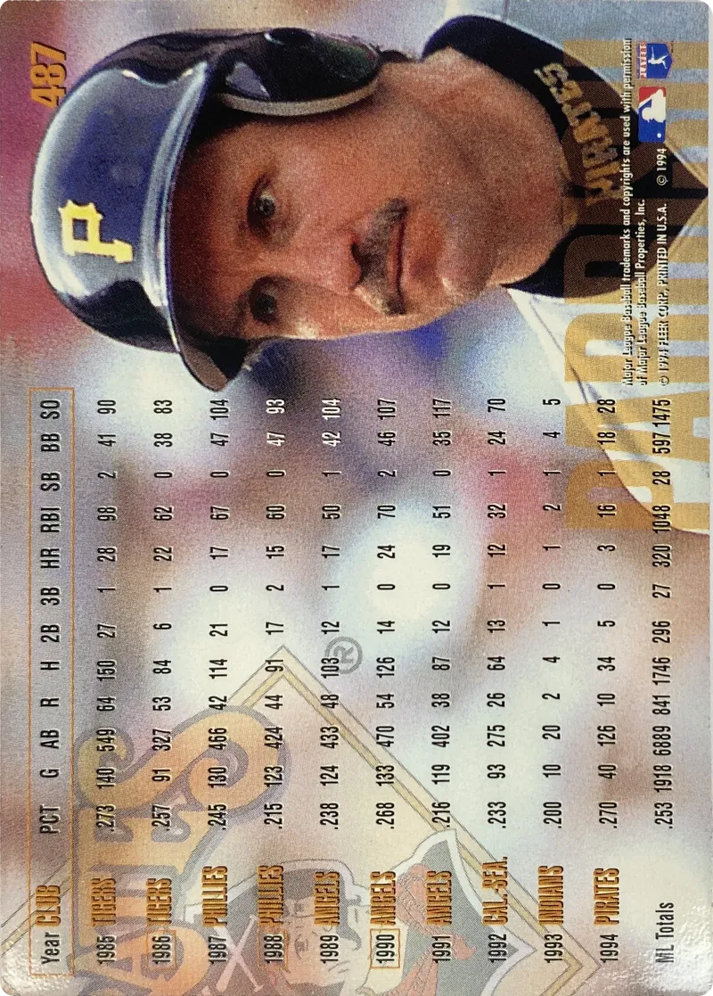 Lance Parrish #487, back