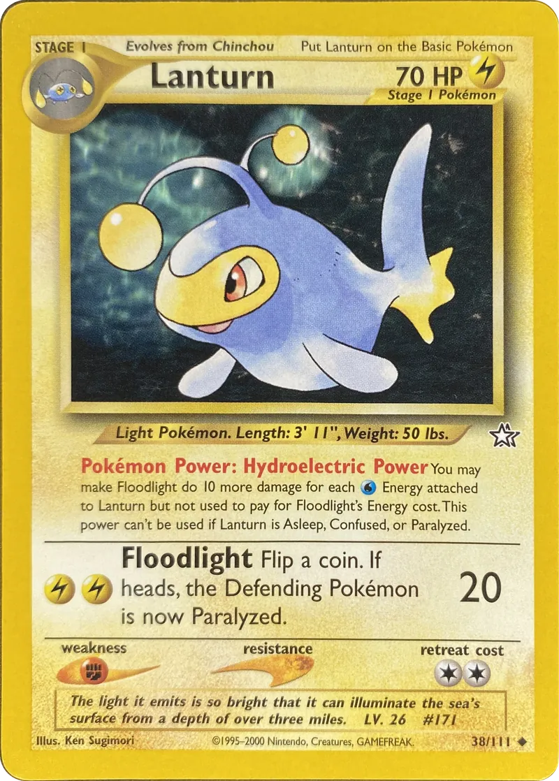 2000 Pokemon Neo Genesis Lanturn #038/111 Uncommon front