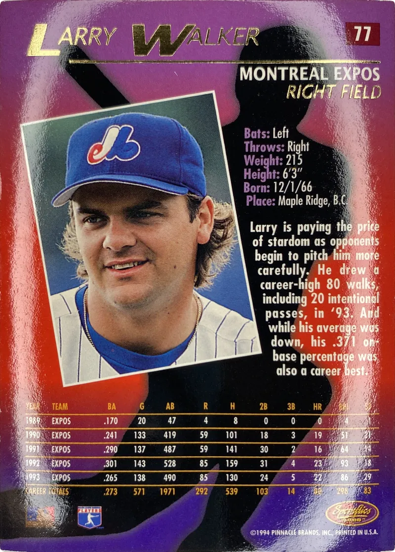 Larry Walker #77, back