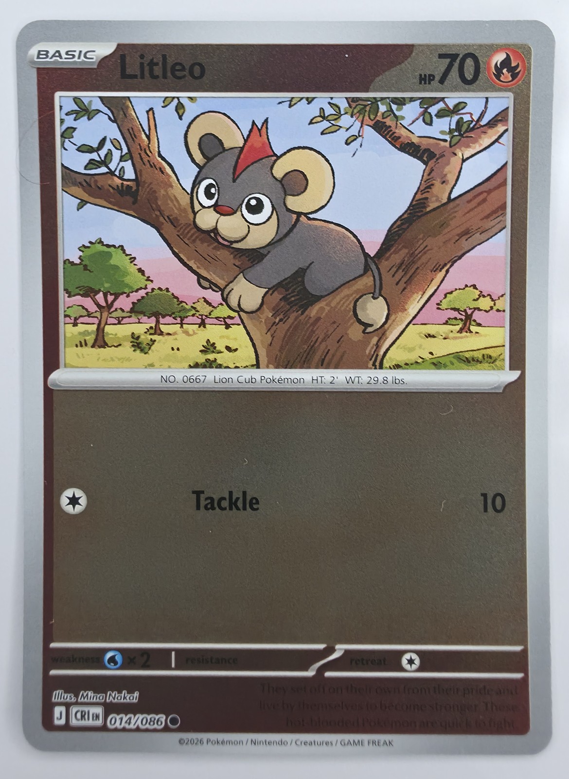 2026 Pokemon Chaos Rising Litleo #014/086 Reverse Holo Common front