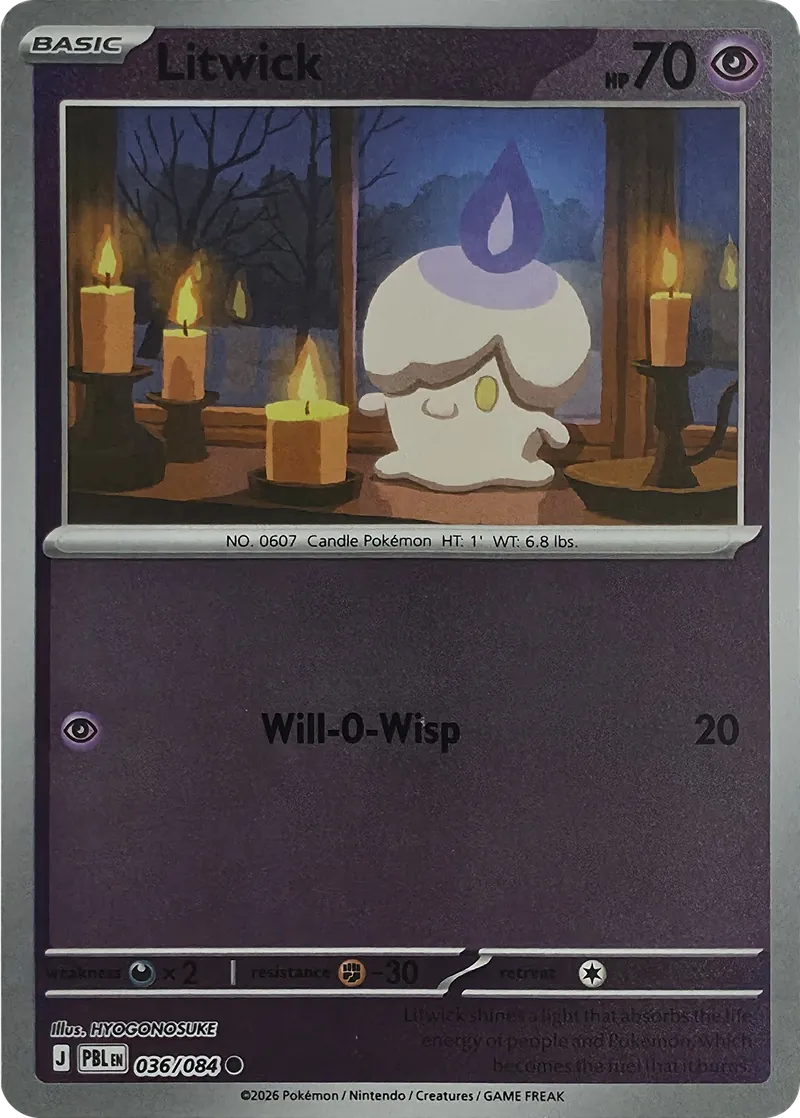 2026 Pokemon Pitch Black Litwick #036/084 Common front