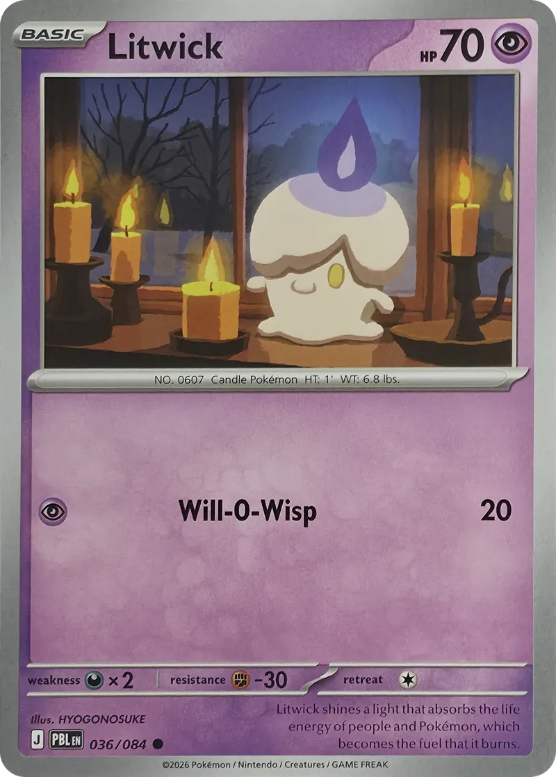 2026 Pokemon Pitch Black Litwick #036/084 Common front