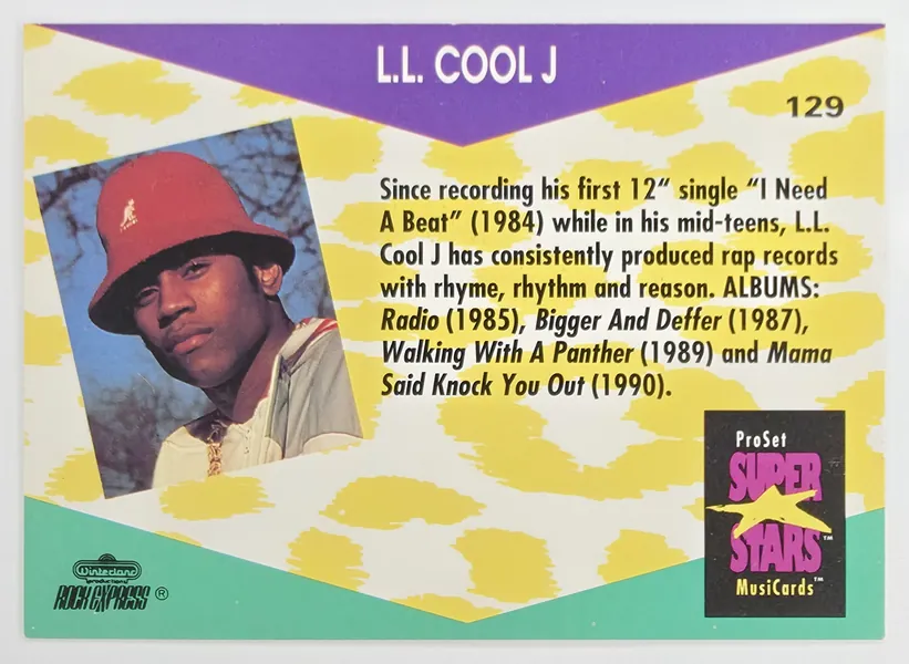 1991 Pro Set SuperStars MusiCards L.L. Cool J #129 back