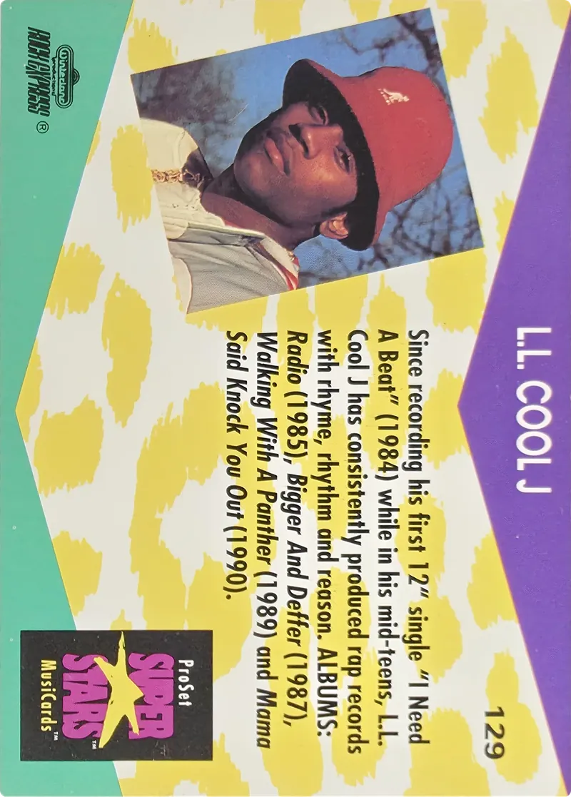 1991 Pro Set SuperStars MusiCards L.L. Cool J #129, back