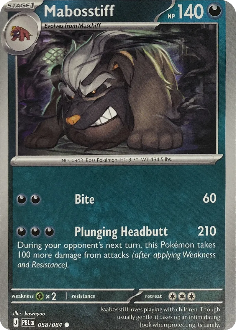 2026 Pokemon Pitch Black Mabosstiff #058/084 Common front