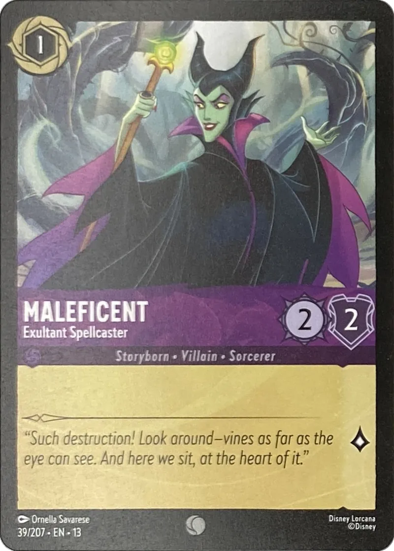2026 Disney Lorcana Attack of the Vine! Maleficent - Exultant Spellcaster #39/207 Common front