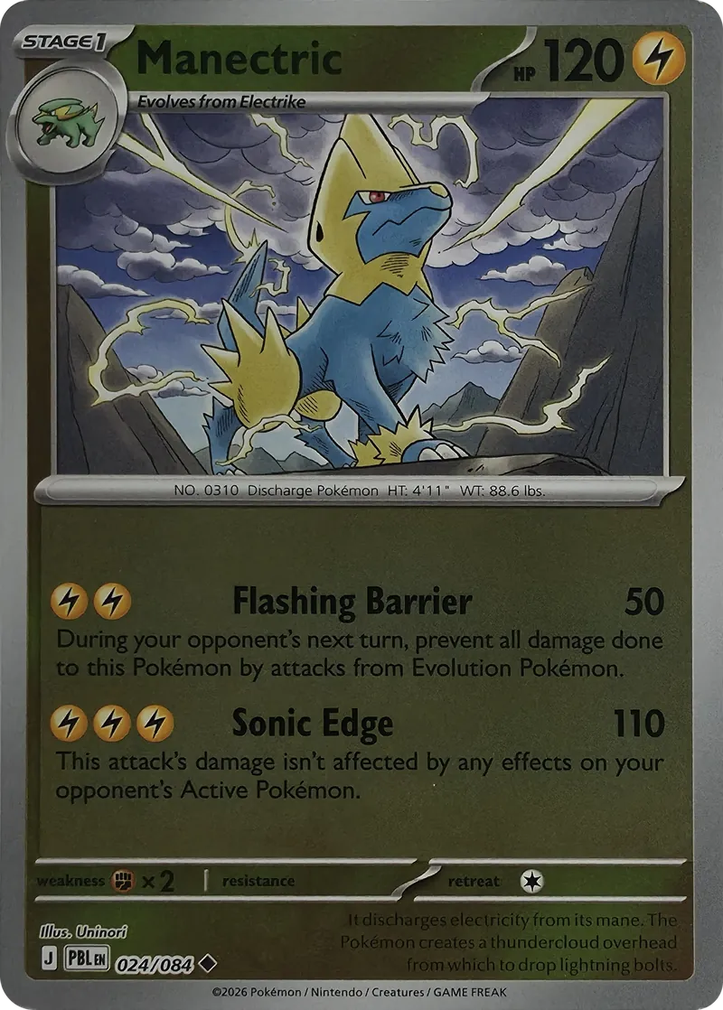 2026 Pokemon Pitch Black Manectric #024/084 Reverse Holo Uncommon front