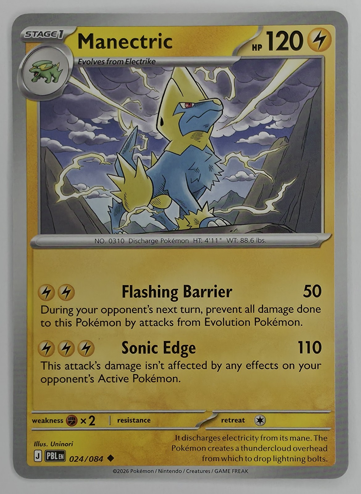 2026 Pokemon Pitch Black Manectric #024/084 Uncommon front