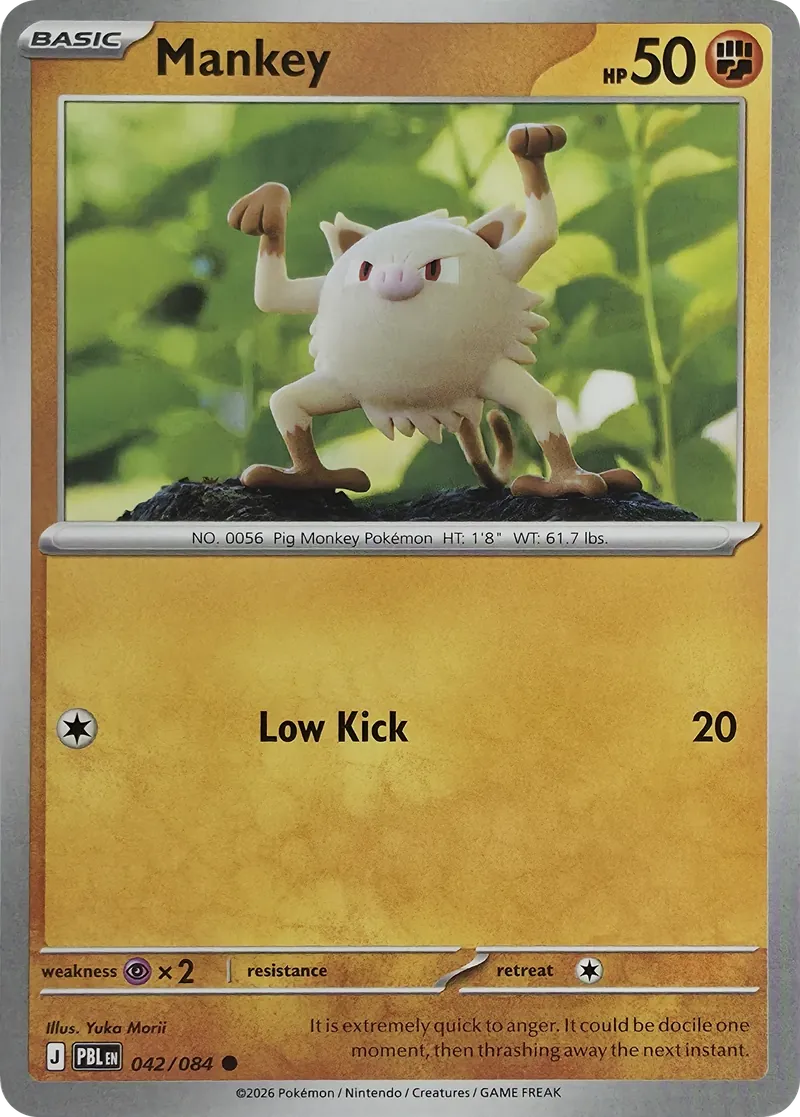 2026 Pokemon Pitch Black Mankey #042/084 Common front