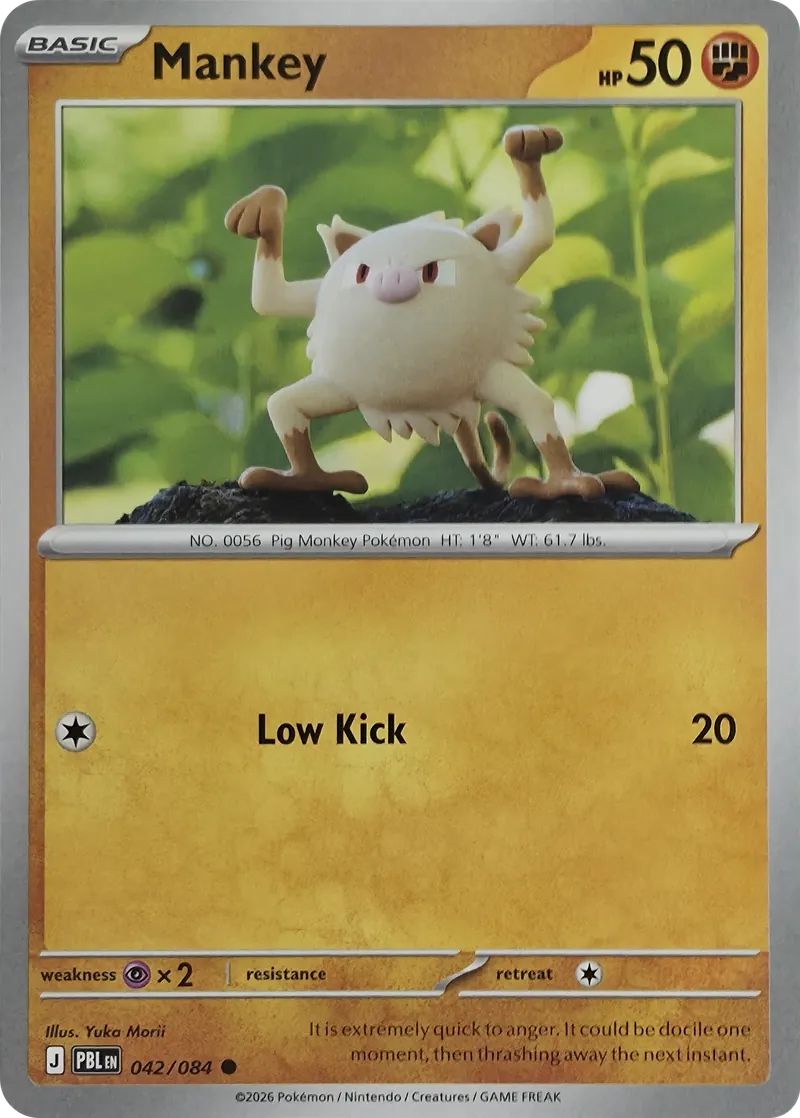 2026 Pokemon Pitch Black Mankey #042/084 Common front