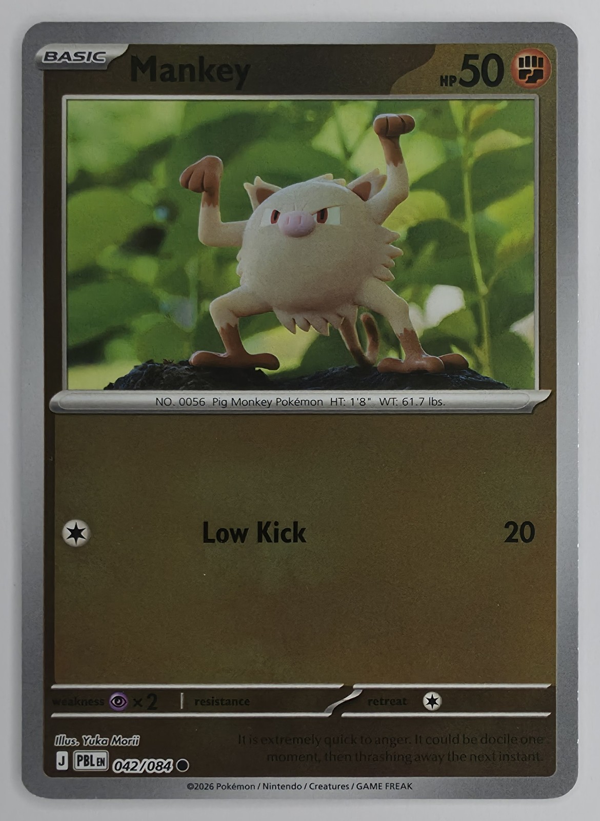2026 Pokemon Pitch Black Mankey #042/084 Reverse Holo Common front