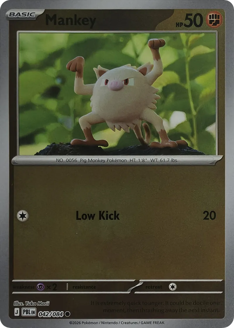 2026 Pokemon Pitch Black Mankey #042/084 Reverse Holo Common front