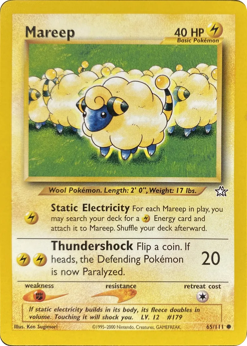 2000 Pokemon Neo Genesis Mareep #065/111 Common front