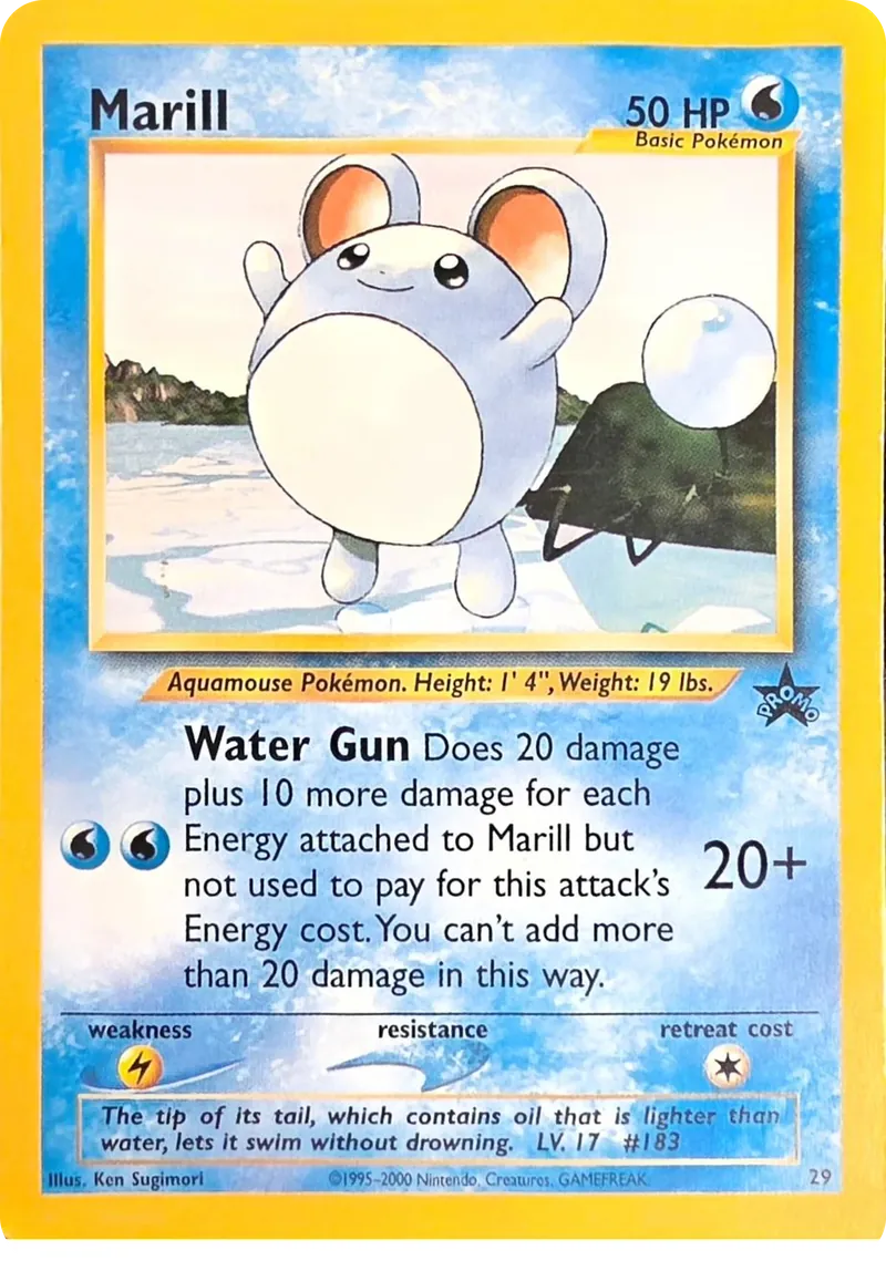2000 Pokemon Wizards Black Star Promo Marill #29, front