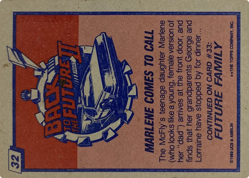 1989 Topps Back to the Future Part II Marlene Comes to Call #32, back