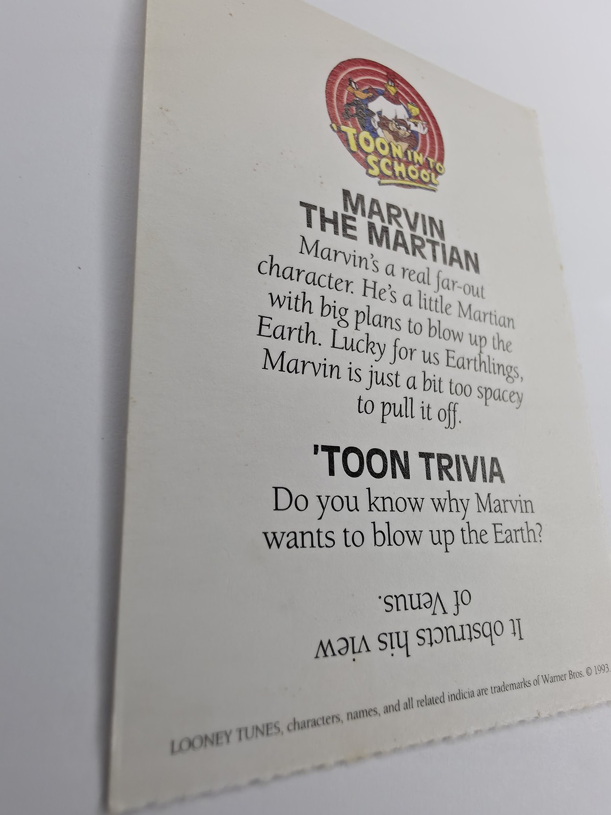 Marvin the Martian 'Toon In To School card photo 4