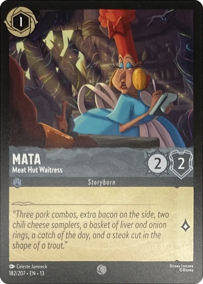 2026 Disney Lorcana Attack of the Vine! Mata - Meat Hut Waitress #182/207 Common front