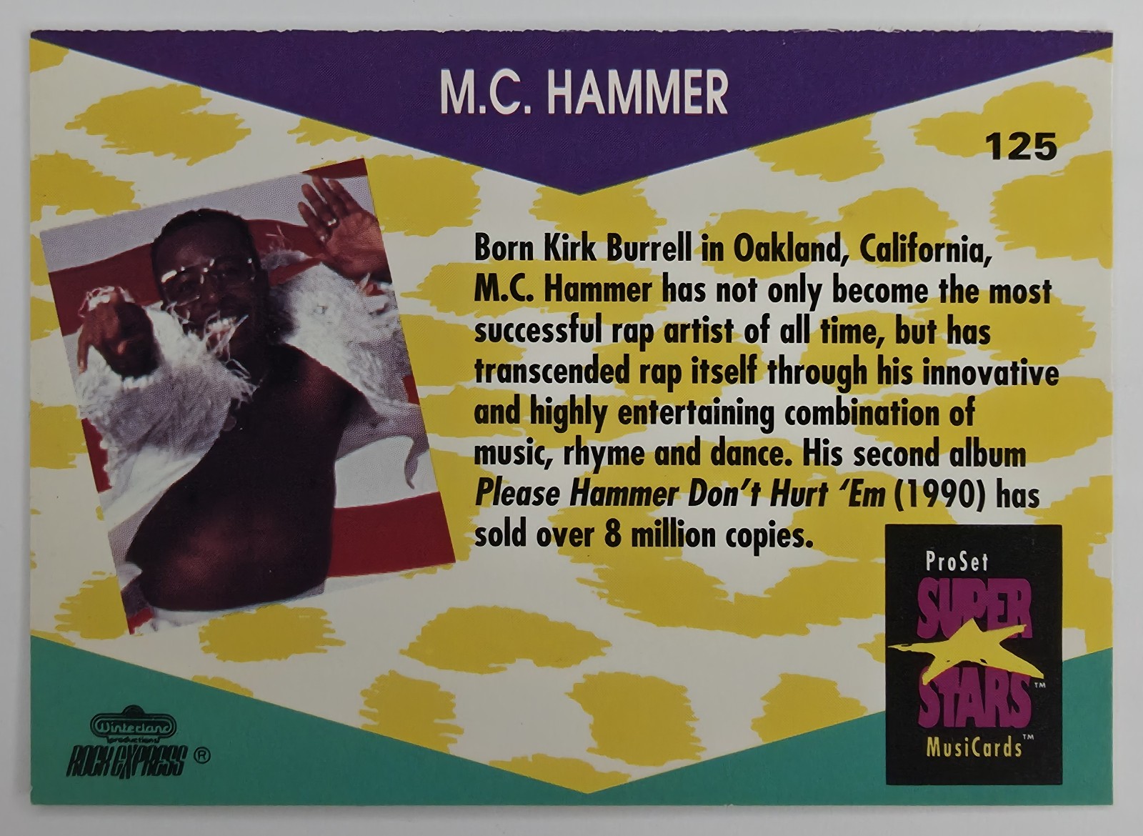 1991 Pro Set SuperStars MusiCards M.C. Hammer #125 back