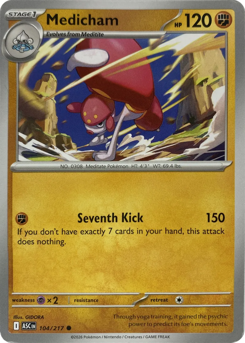 2026 Pokemon Ascended Heroes Medicham #104/217 Common front