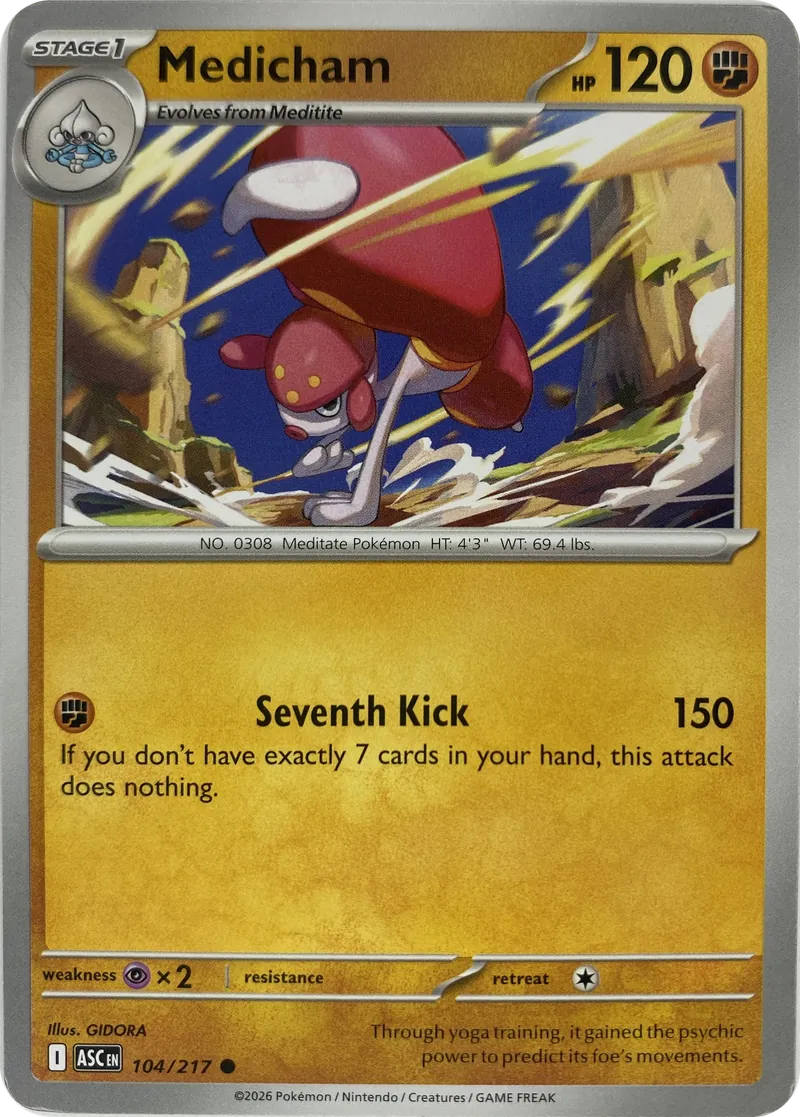 2026 Pokemon Ascended Heroes Medicham #104/217 Common front