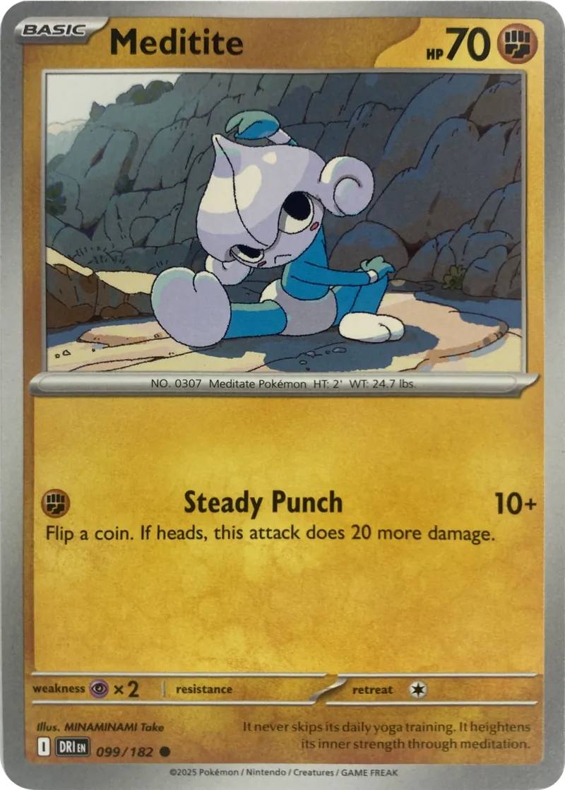 2025 Pokemon Destined Rivals Meditite #099/182 Common front